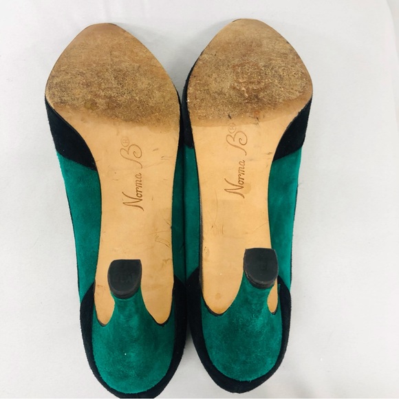Norma B Green Black Swirl Suede Heels - Picture 9 of 16
